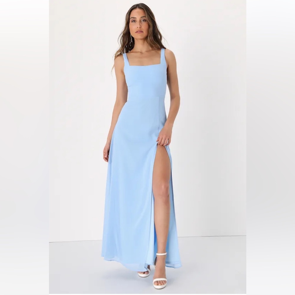 Lulus Remarkable Arrival Powder Blue Sleeveless Maxi Dress
